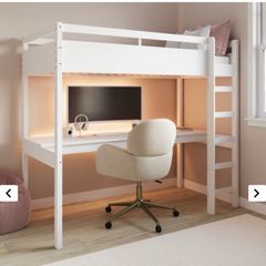 loft bed with desk and mattress