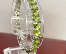 Sterling silver Natural Hebei Peridot Linking Bracelet