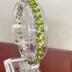 Sterling silver Natural Hebei Peridot Linking Bracelet