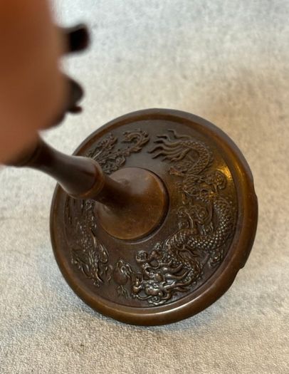 Pair Of Antique Bronze Boshan Incense Burners - Bronze
