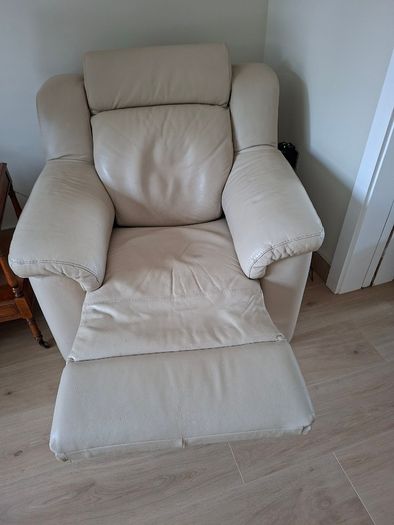 Italian leather sofa and reclining armchair