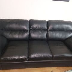 Immaculate Black Leather Look Sofa Set