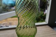 Vintage Humppila Green Swirl Glass Vase