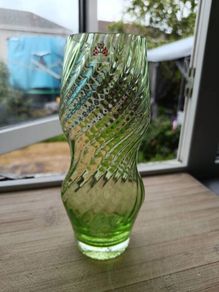 Vintage Humppila Green Swirl Glass Vase