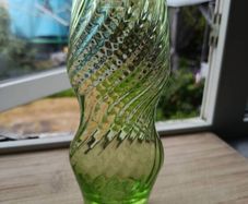 Vintage Humppila Green Swirl Glass Vase