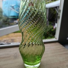Vintage Humppila Green Swirl Glass Vase