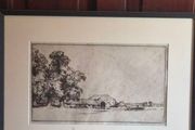 Signed Antique Etching A Robins 1919 Near Lynsford Kent Framed