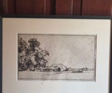 Signed Antique Etching A Robins 1919 Near Lynsford Kent Framed
