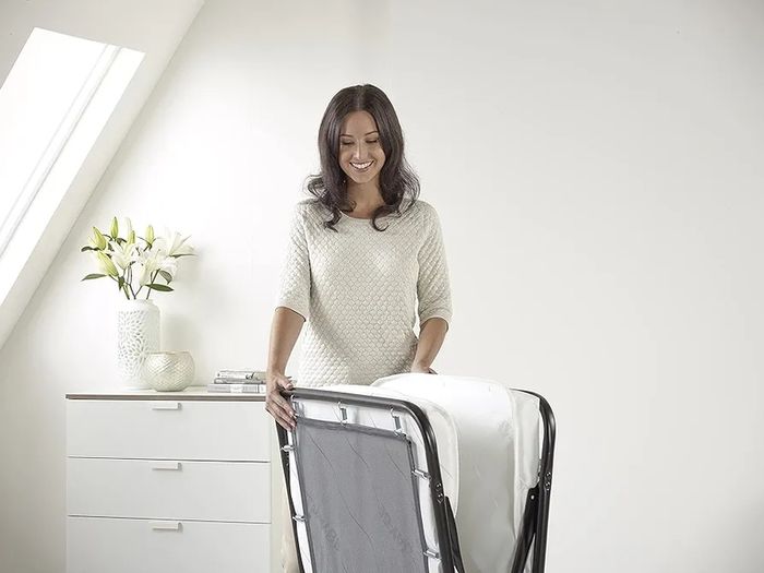 Portable Folding Bed with Comfort Rebound e-Fibre Mattress, Fabric, Black, Lightweight