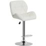 NEW SALE | Leather Rhombus Design Bar Stool with Adjustable Height - White Image 2