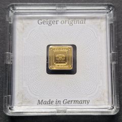 Gold Bar Geiger original - 1 gram .9999 square in capsule assay