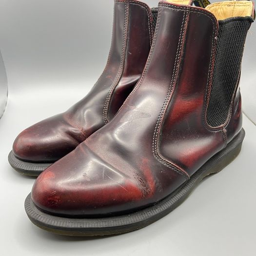 Women's DR MARTENS Flora Genuine Leather Chelsea Ankle Boots UK 5 EU 38 Cherry