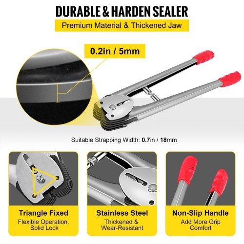 Manual Pallet Strapping Banding Kit, PET/PP Manual Strapping Tools Packing Machine 1000M Hand Strapping, Tensioner & Sealer for 12mm Strapping