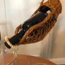 Vintage Boho Wicker Wine Pouring Cradle Basket French Table Serving Caddy Image 2