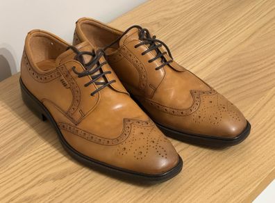 ECCO Men Leather Wingtip Brogues Tan Size EU 40 Worn Few Times only