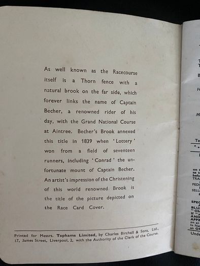 1954 Liverpool Grand National Race Card