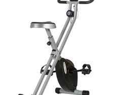 Folding and Quiet Exercise Bike with 8-Level Magnetic Resistance and Heart Rate Sensor, for Home Gym, Black and Grey