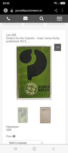 Unique Find. 1971 1st Edition. Orders for the Captain? James Kelly.