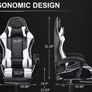 Gaming Chair Ergonomic Computer Chair Office Chair Desk Swivel Chair Adjustable Reclining Footrest Cushion White New! Image 4