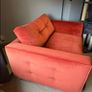 DFS Grand Designs orange velvet cuddler armchair/small sofa Image 3