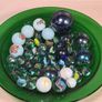 vintage marbles cats eyes large small blue white approx 60 Image 2