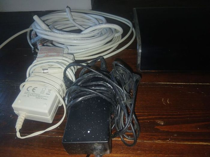 Virgin Media box, hub and cables.