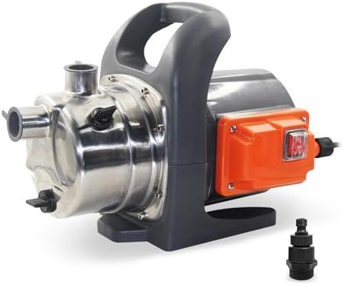 1200W Portable Garden Booster Jet Pump, 3500L/H Stainless Steel Pressure Pump, Max Water Lift 46m, 4.6 bar