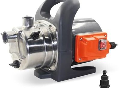 1200W Portable Garden Booster Jet Pump, 3500L/H Stainless Steel Pressure Pump, Max Water Lift 46m, 4.6 bar