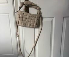 Mango cream beige pleated woven bag crossbody