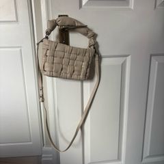 Mango cream beige pleated woven bag crossbody
