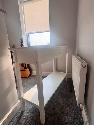 IKEA White Console Table with 2 Drawers & Lower Shelf