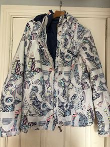 Roxy ladies winter snow ski jacket white and multi coloured logo ski jacket
