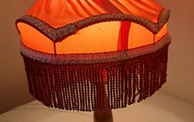 Vintage Lamp Red Shade Mahogany Dipped Base