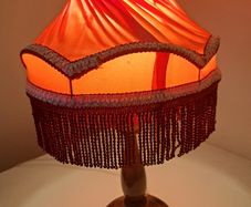 Vintage Lamp Red Shade Mahogany Dipped Base
