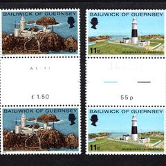 1976 Guernsey Lighthouse Commemorative Stamps Gutter Pairs Mint Never Hinged (MNH)