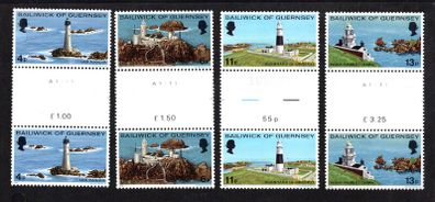 1976 Guernsey Lighthouse Commemorative Stamps Gutter Pairs Mint Never Hinged (MNH)