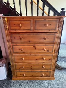 Solid Pine 6 tier chest of drawers