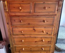 Solid Pine 6 tier chest of drawers