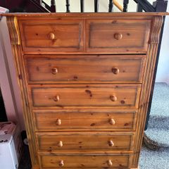 Solid Pine 6 tier chest of drawers