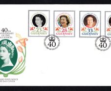 1992 Guernsey 40th Anniversary of Accession of Queen Elizabeth II Commemorative Stamp First Day Cover (FDC)