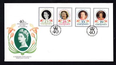 1992 Guernsey 40th Anniversary of Accession of Queen Elizabeth II Commemorative Stamp First Day Cover (FDC)