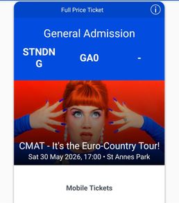 2x CMAT Tickets, St Anne's Park, May 30th