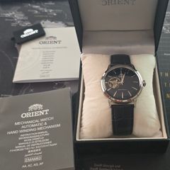 Orient Bambino Open Heart Blue Leather Dress Watch