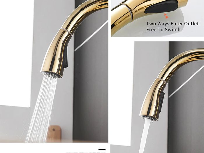 BRAND NEW Gold Kitchen Faucets Silver Single Handle Pull Out Kitchen Tap Single Hole Handle Swivel Degree Water Mixer Tap Mixer Tap 866011