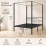 Black Metal Double Four Poster Canopy Bed Frame with Underbed Storage Image 3