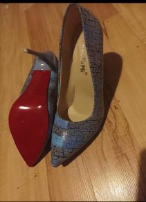 Blue heels with red sole UK6