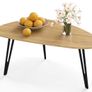 Oval Coffee Table Oak Simple Center Table - Scandinavian Style Wooden Tea Table with Solid Metal Legs, 100x55x43cm for Living Room Small Apartment Oak+Black, 1-layer Image 3