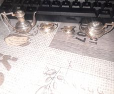 Beautiful Set of 4 Antique Silver Hallmarked Miniture Set, postage available or collection on all my items