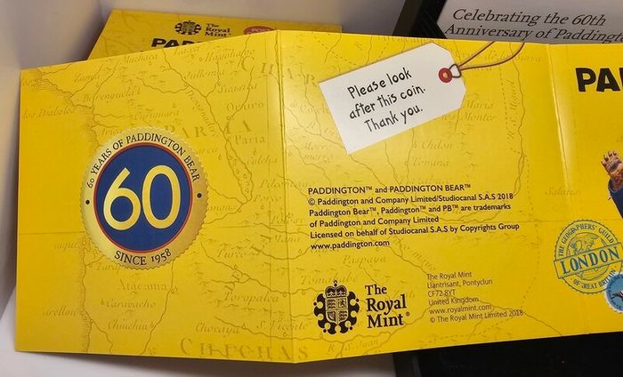 Royal Mint 2018 Silver Proof 50p Fifty Pence Paddington at the Station Coin in Original Holder with COA