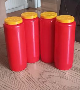 4 x Large Red Memorial or Grave Candles